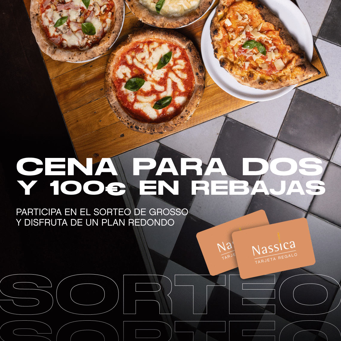 sorteo cena para dos grosso y tarjeta regalo de 100€